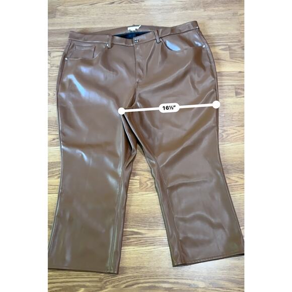 Good American Cognac Better Than Leather Faux Leather Good Icon Pants 28 plus - Picture 9 of 13